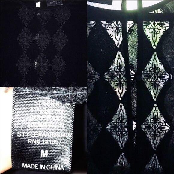 Astr embroidered crepe silk blend shift dress sz m - Picture 6 of 8